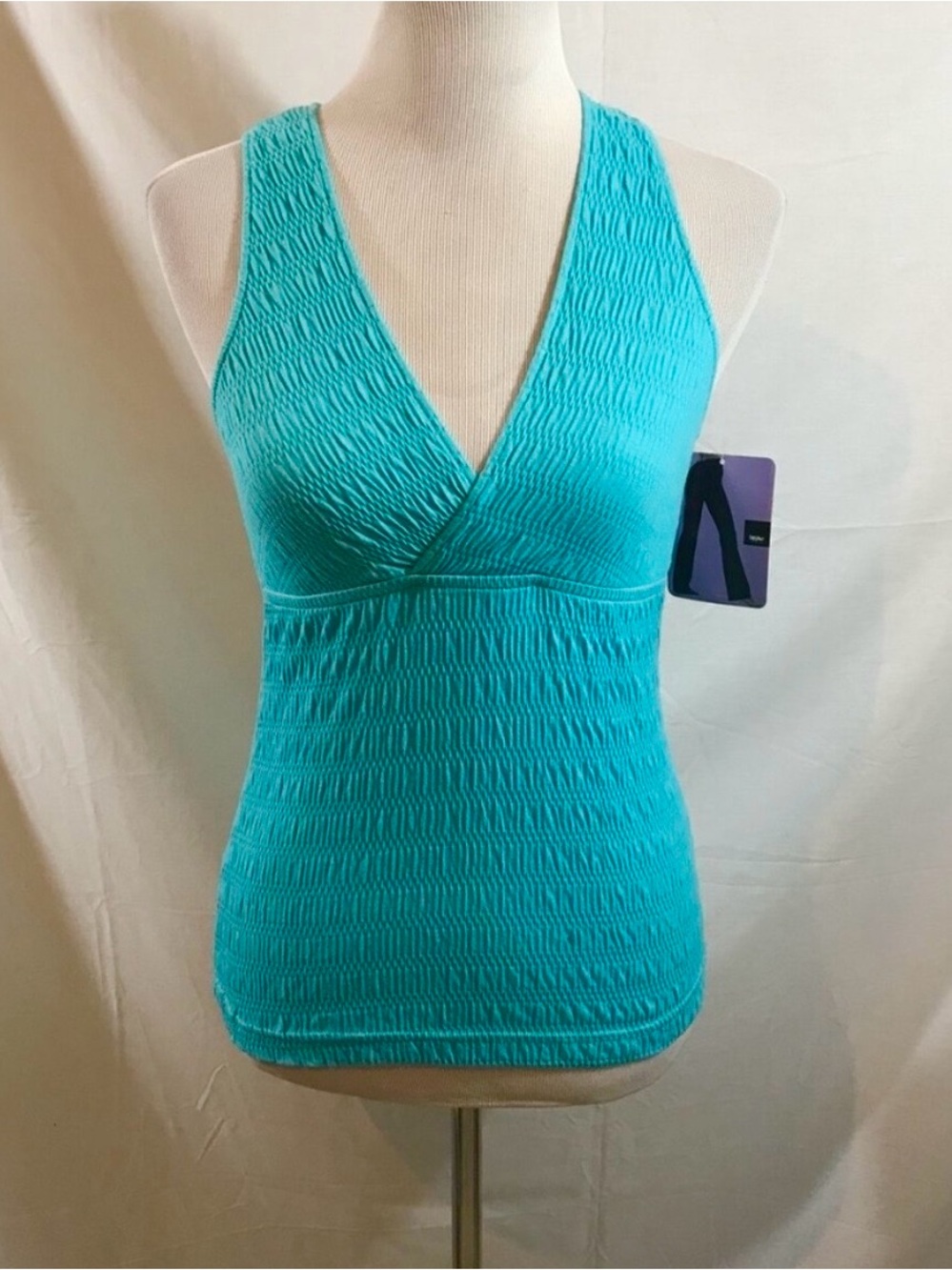 New Mossimo Aqua Turquoise Textured V-Neck Sleeveless Tank Top size small